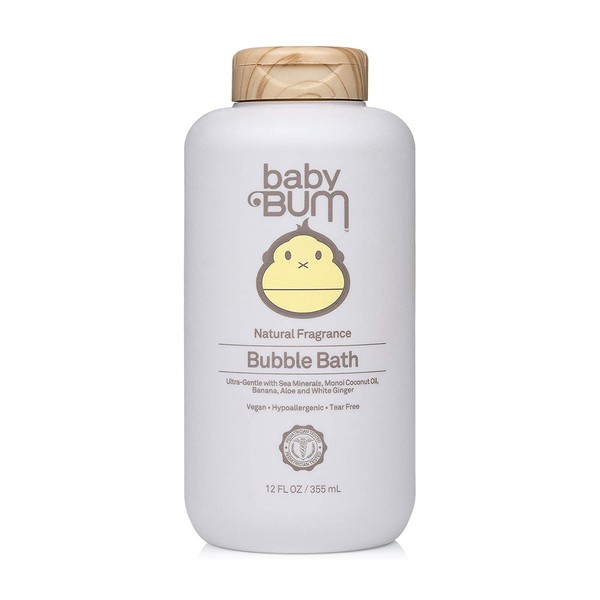 Baby Bum Bubble Bath | Tear Free Foaming Bubble Bath for Sensitive Skin with White Ginger| Natural Fragrance | Gluten Free and Vegan | 12 FL OZ