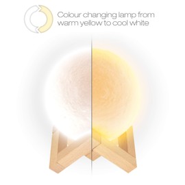 Knight Moon Lamp - Touch Control, Adjustable Brightness & Colour Changing from White to Yellow, Mood Lighting for Bedroom, 3D Lunar Lamp (15x15x17.5 cm)