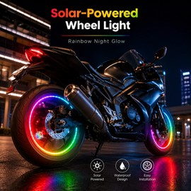 Solar-Powered Wheel Light for Vehicle Decoration – Colorful Rainbow LED Accent for Cars, Motorcycles and Bicycles