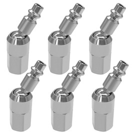 Uenede 6PCS 1/4 Inch NPT Female Industrial Swivel Air Plug, Steel Chrome Plating 360 Degrees Hose Quick Connect, Air Compressor Pneumatic Coupler Fitting Adapter