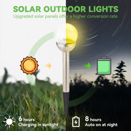 Dream Master Solar Lights Outdoor, 6 Pack LED Color Changing Stainless Steel Solor Lights IP66 Waterproof, Crystal Cracked Glass Solar Garden Lights for Landscape, Yard, Walkway, Pathway, Multicolor