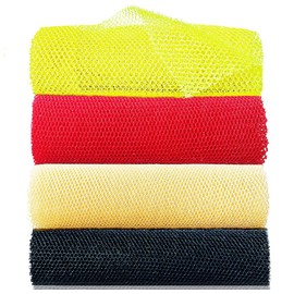 SPMKTBOZAI African Exfoliating Net, 4 Pieces African Net Sponge, Nylon African Bath Sponge Net, African Net Long Net Bath Sponge Shower Body Scrubber(Yellow, Red, Bright Yellow, Black)
