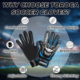 GRIPKNOX Goalkeeper Gloves for Kids & Youth – Soccer Goalie Gloves, Strong Latex Grip, Double Wrist Support & Breathable Mesh – Boys Football Gloves(Blue, 4)