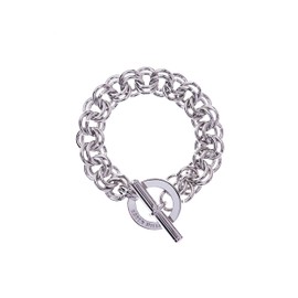 Karen Millen Encrusted Bar & Hoop Bracelet For Women (Silver/Clear Crystal)