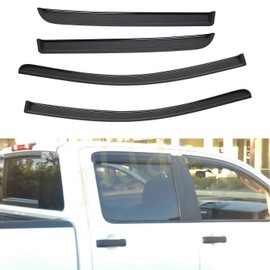 PLDDE 4x Smoke Tint Front+Rear Sun/Rain Guard Outside Mount Tape-On Vent Window Visors Compatible with 16-20 Titan/Titan XD Crew Cab With 4 Full Size Doors