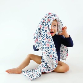 HexNex Leopard Print Muslin - 100% Bamboo - Extra Large 120cm Square - Super Soft Burp Cloth Breastfeeding Cover Summer Blanket - Unisex