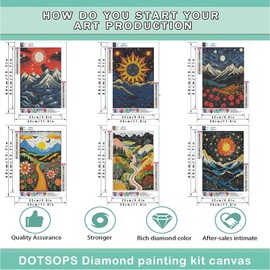 DOTSOPS Diamond Painting Kits Art Adults Painting Kit Crafts DIY 5D Diamond Art Packs Kits Full for Adults Beginner Home Wall Decoration Gift 11.8x15.7 Inches (6 Pack Landscape Abstract)