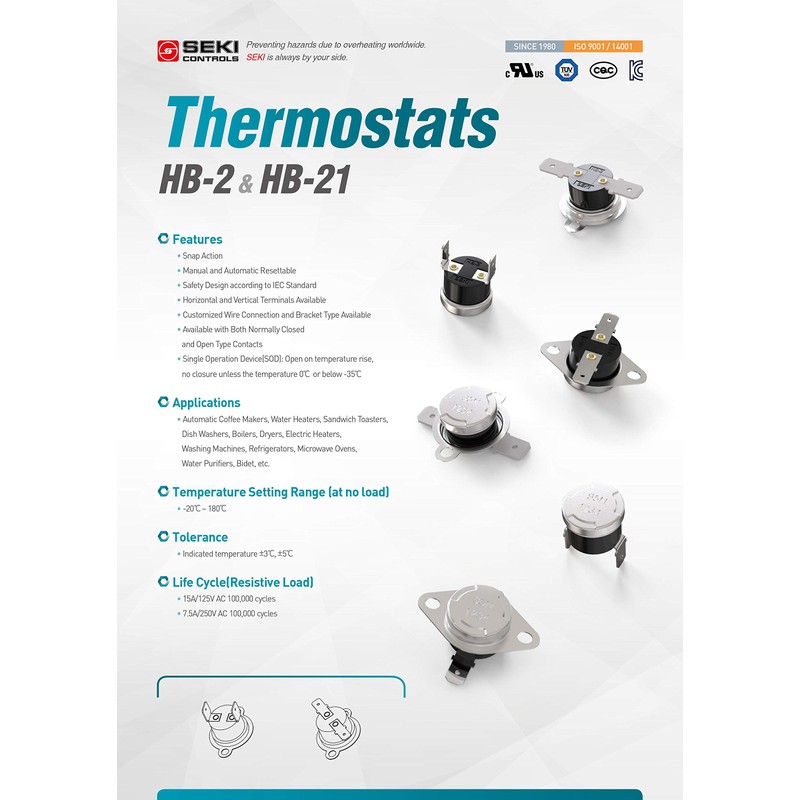 SEKI HB-2 Korea Temperature Sensor Thermal BIMETALLIC Switch Thermostat Thermal