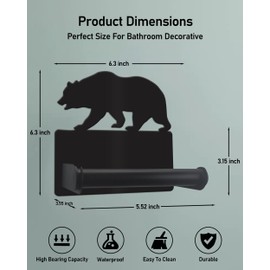 Wigag Forest Bear Toilet Paper Holder Wall Mounted, Bathroom Decorative Metal Toilet Paper Mega Roll Holder, Rustproof Matte Black Toilet Paper Roll Dispenser for Kitchen Washroom