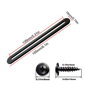 Flat Connector with Slotted Hole Black 155 x 19 mm Flat Connector Stainless Steel Slotted Hole Thickness 2.8 mm Surface Brushed for Wood Furniture Repairing 4 Pieces (4, 155 x 19)