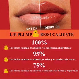 Lip Plumper, Brillo Labial de Alto Brillo de 6 Colores, Lip Gloss Altamente Pigmentado, Gloss Hidratante de Larga Duración, Fórmula de Jengibre Picante, Regalos de San Valentín para tu ser Querido