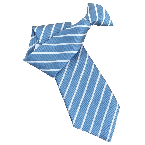 Men's Light Blue with White Stripe Clip On Tie