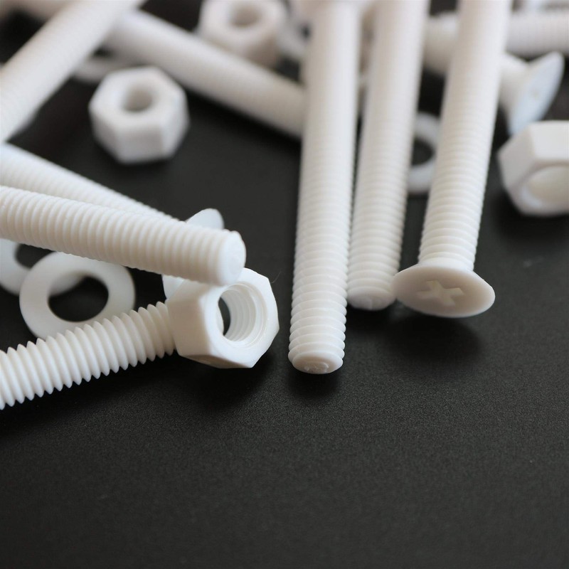 20 x White Countersunk Screws Polypropylene (PP) Plastic Nuts and