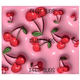Unbranded 20oz Sublimation Tumbler Wrap Puff Cherries Ready To Press Transfer