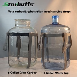 Carrying straps for 5 Gallon Plastic Water Jug and 5 Gallon Glass Carboy,2 Shoudle Straps,Drinking Water Bottle Carrier,Water Jug Handle,Anti-Slip Lifter,Fit 3 4 5 6 gallon, gray,No Jug