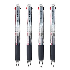 Uni Clifter 3-Color Ballpoint Pen, Medium Point 0.7mm Oil-based Ink (Black, Red, Blue), Transparent Body, SE3304.T, Set of 4