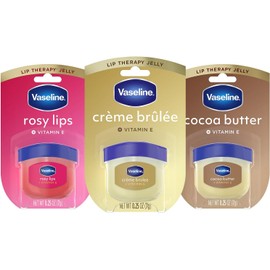 Vaseline Lip Therapy 0.25 Oz 3 Pack Bundle - Creme Brulee, Rosy Lips & Cocoa Butter