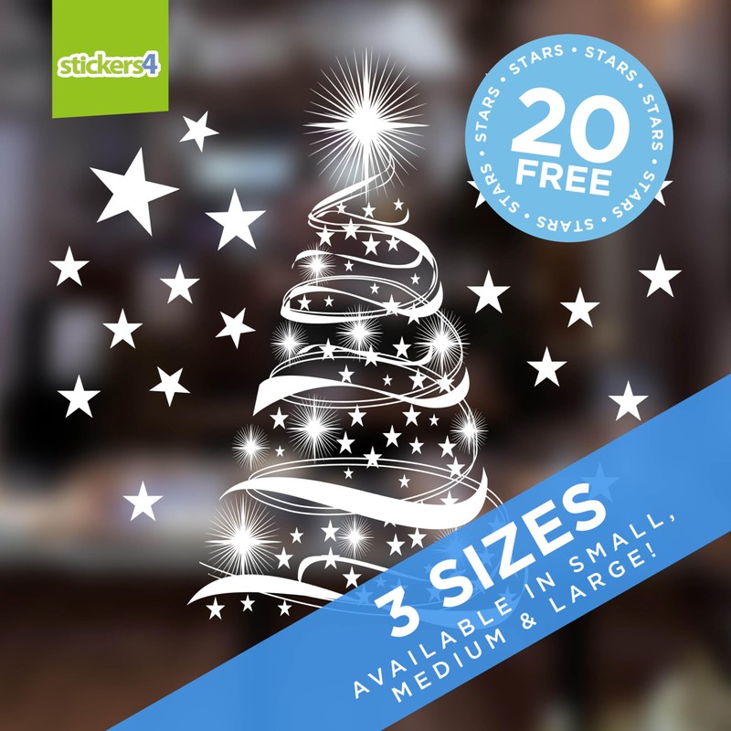 Christmas Windows Stickers - Christmas Star Tree with Xmas Stars