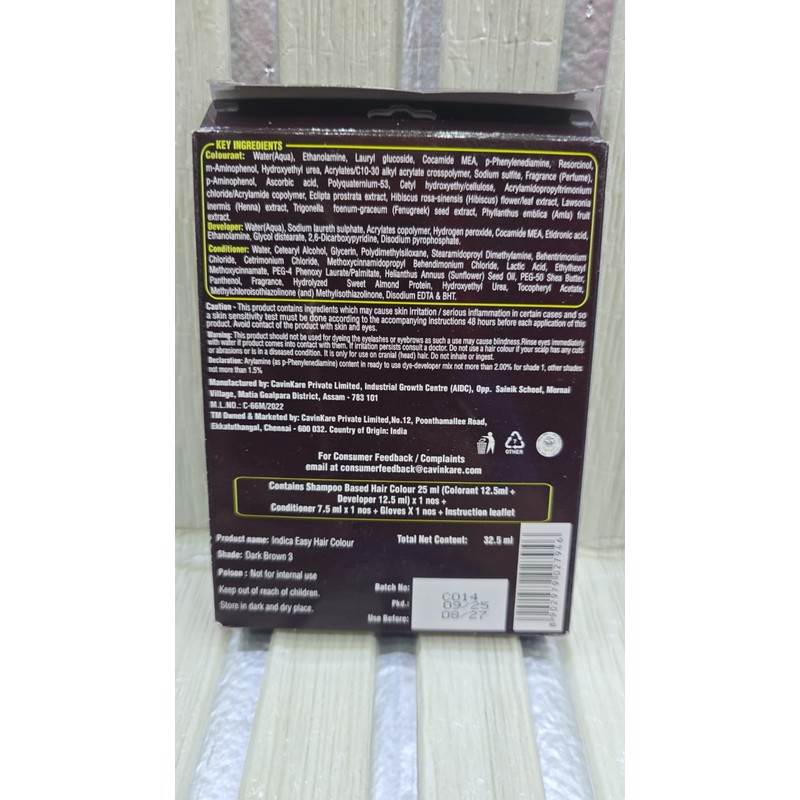 INDICA SHAMPOO HAIR COLOUR DARK BROWN/BURGUNDY/NATURAL BLACK C.F