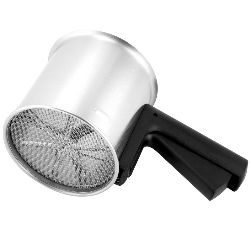 QWORK 3 Cup Stainless Steel Flour Sifter with Ergonomic One-Hand
