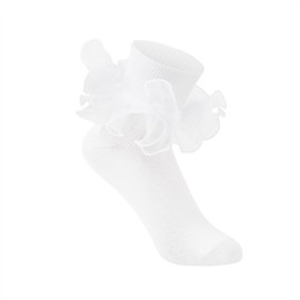 Komorebi Big Ruffle Socks Woman Double Lace Turn Cuff Socks for Womens Ankle Socks Frilly Dress Socks White,1 Pack One Size