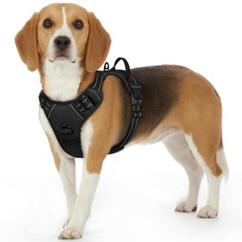 Eagloo Dog Harness Small, No Pull Pet Harness Adjustable, Front Clip Vest Harness, Soft Padded Dog Vest, Reflective No-Choke Breathable with Easy Control Handle, Black, S