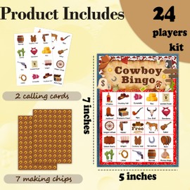 wenhihsiy Cowboy Bingo Game Cards for Adults, Western Bingo Cards Game for Family Holidays Friends Gatherings, Ideal for Wild West Themed Party Games, 24 Players Birthday Party Supplies Favors, 012