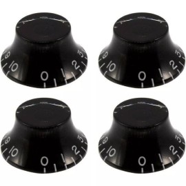 Allparts Set of 4 EMBOSSED Bell Knobs For Gibson USA & CTS Split Shaft Pots Top Hat BLACK