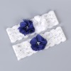 30 PCS Rhinestone Pearl Dark Blue Chiffon Flower Sewing Fabric