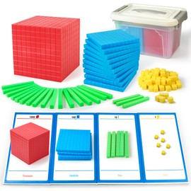 XYGROOW XYGROOW Math Manipulatives for Kids Aged 3+.Base Ten Blocks with Place Value Chart - Plastic Math Cubes to Help Educate Kindergarten Teachers.133 PCS