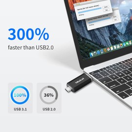 THKAILAR USB C Flash Drive 256GB-USB Flash Drive with Type C and Type A 3.1 Port Compatiable with Android Phone/PC/Mac Pro-Transfer Data(Black)