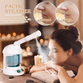 SEGAWE Facial Steamer Ozone Steamer with 360° Rotatable Arm Professional w/Bonnet Hood