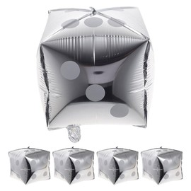 Ciieeo 5pcs Aluminum Foil Dice Balloons for Party Decorations Theme Cube Balloons Lightweight and Easy to Inflate for Birthday Game Events and Festivals