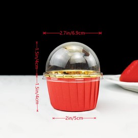 100 Pack Cupcake Liners with Lids 3.5 Oz Foil Baking Cups Disposable Mini Cupcake Liner Muffin Liners Cupcake Wrappers Holders for Party Wedding Birthday Valentine,Red