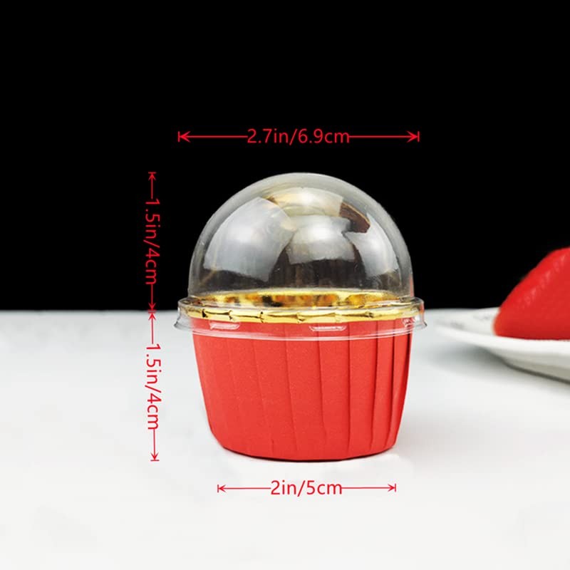 100 Pack Cupcake Liners with Lids 3.5 Oz Foil Baking
