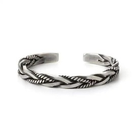 ZARD ZARD Men Twist Cable Cuff Bangle Statment Bracelet in 925 Sterling Silver
