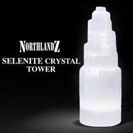 NORTHLANDZ Selenite Crystal Skyscraper Tower - 4 Inch, Witchcraft Supplies, Hand Crafted Moroccan Crystal for Home Décor, Healing and Meditation – 3 PCS