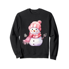 Snowman Carrot Nose Pink Scarf Winter Christmas Sweatshirt