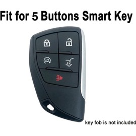 5 Buttons Silicone Smart Key Fob Cover Fit for GMC Sierra 1500 Chevy Silverado 1500 2500HD 3500HD (Black with red 2PCS)