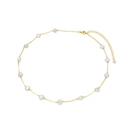 Valero Pearls Women's Necklace 925 Sterling Silver with Freshwater Cultured Pearls Approx. 4.0 - 5.0 mm, Silver, freshwater-cultured pearls