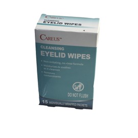 Careus Cleansing Eyelid Wipes Moist Pads 15 Individually Wrapped Pads