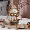 CHANJOON tea sets Gold Plated Red Rose Ceramic Tea Set,