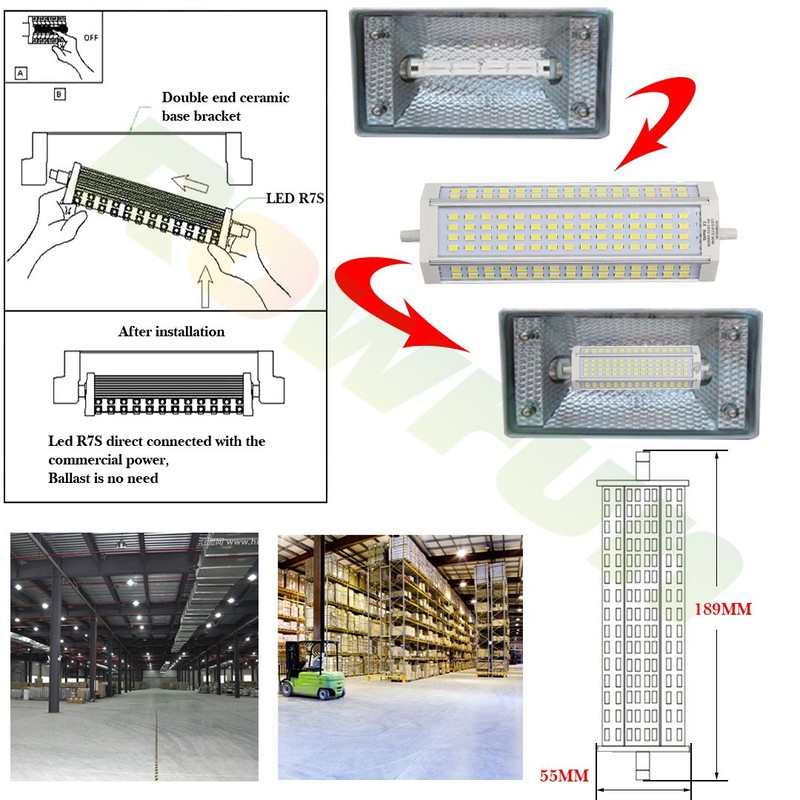 R7S LED 189mm 50W Non Dimmable Daylight White 6000K Type