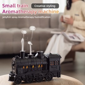 Vintage Train Essential Oil Diffuser for Home 300ml Large Opening Aromatherapy Diffuser with 2 Type Spray 4 Light Mode 2H/8H Timing Room Office Hotel Scent Diffuser Decor