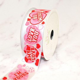 LUV Ribbons Satin Valentine's Heart Ribbon, 10 Yards, White
