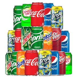 Soda Soft Drink Variety, 8 Flavor Soda Assortment Variety 12 Fl Oz. Cans (24 - Pack)
