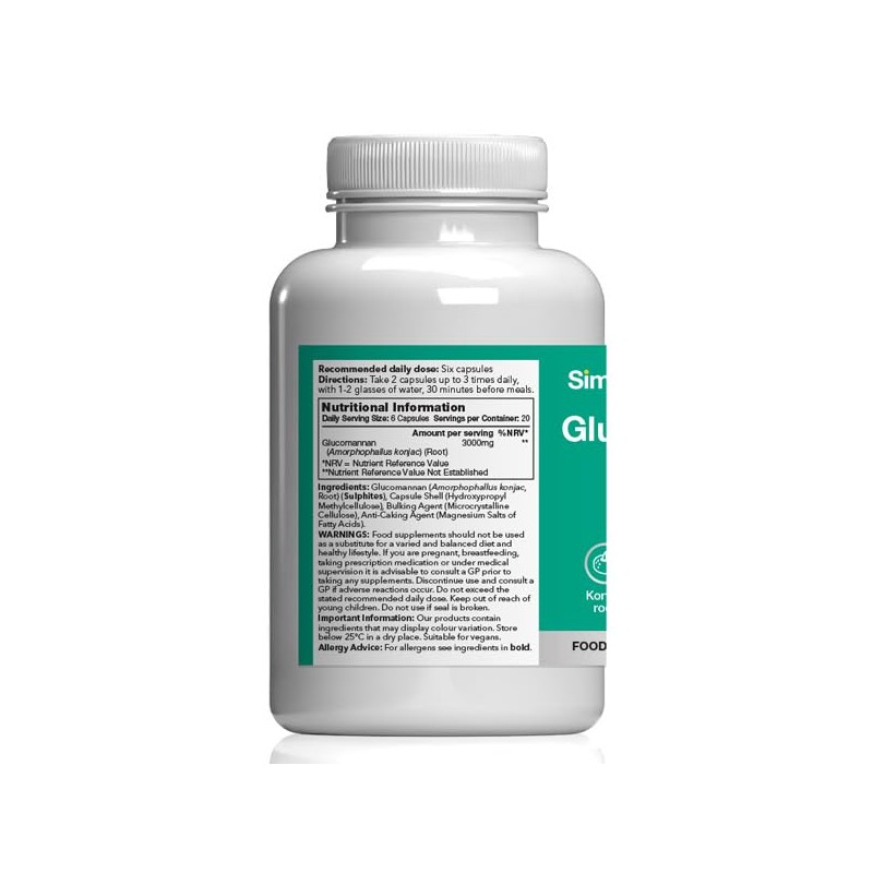 Glucomannan Fibre 3000mg from Konjac Root | 120 Capsules |