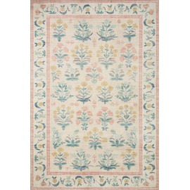 Loloi Rifle Paper Co. x Eden Mughal Rose Blush 5'-0" x 7'-6" Area Rug