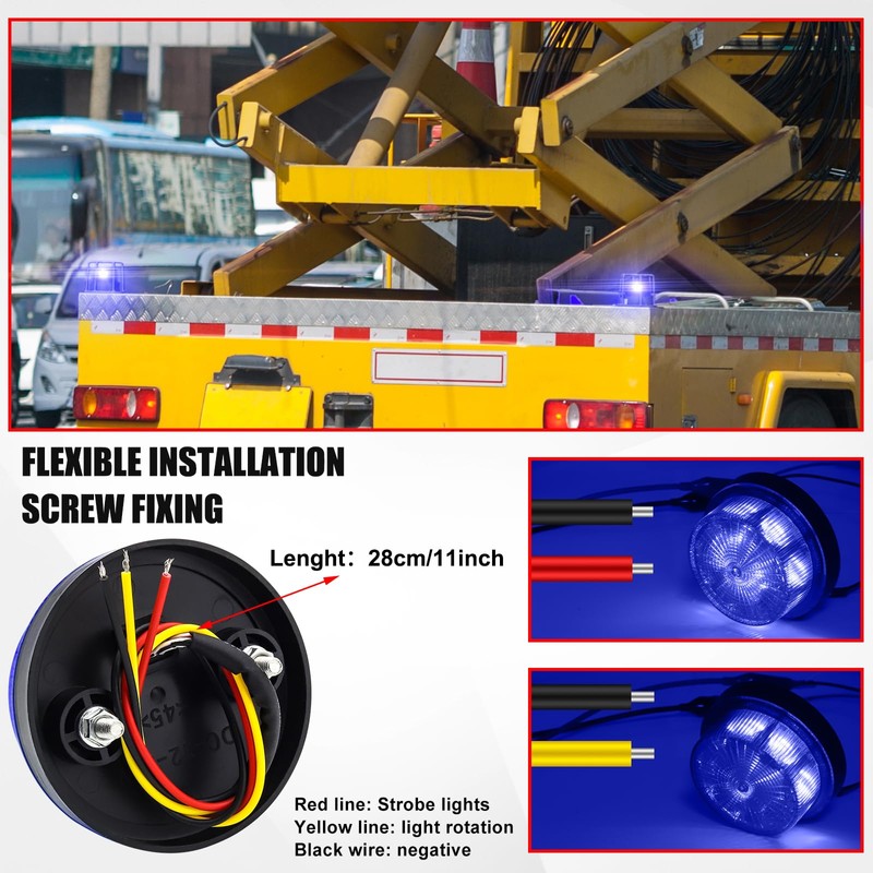 Ygmylandbb LED Strobe Warning Light, Blue Flashing Strobe Beacon Light,
