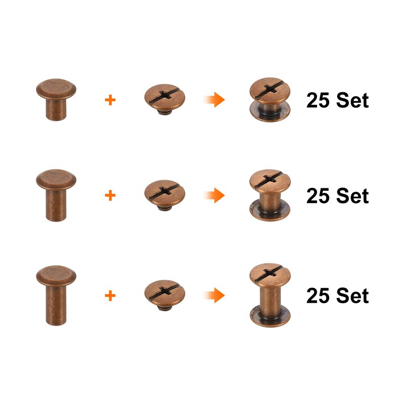 sourcing map 75 Sets Chicago Screw Rivets Metal Phillips Head